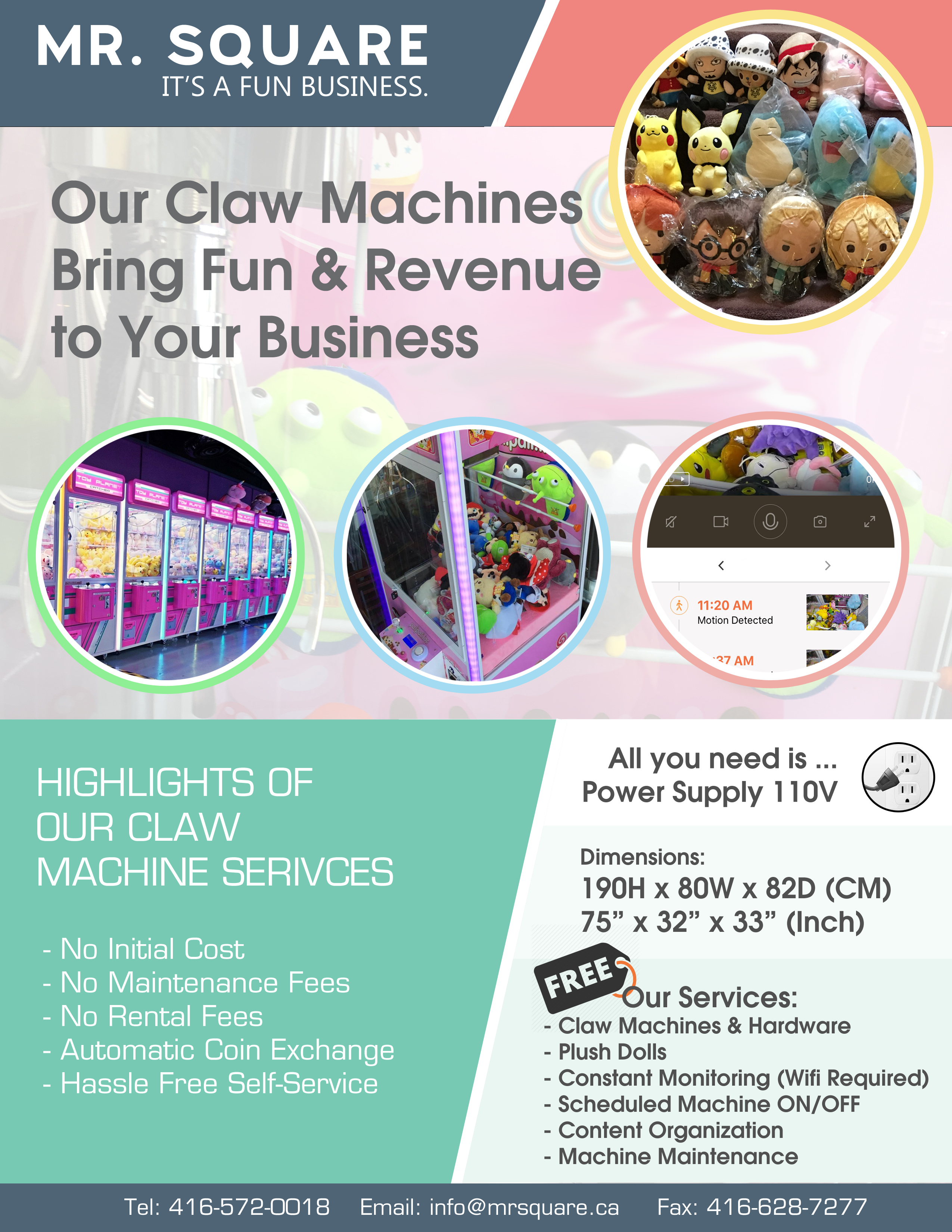Mr. Square Claw Machine Flyer